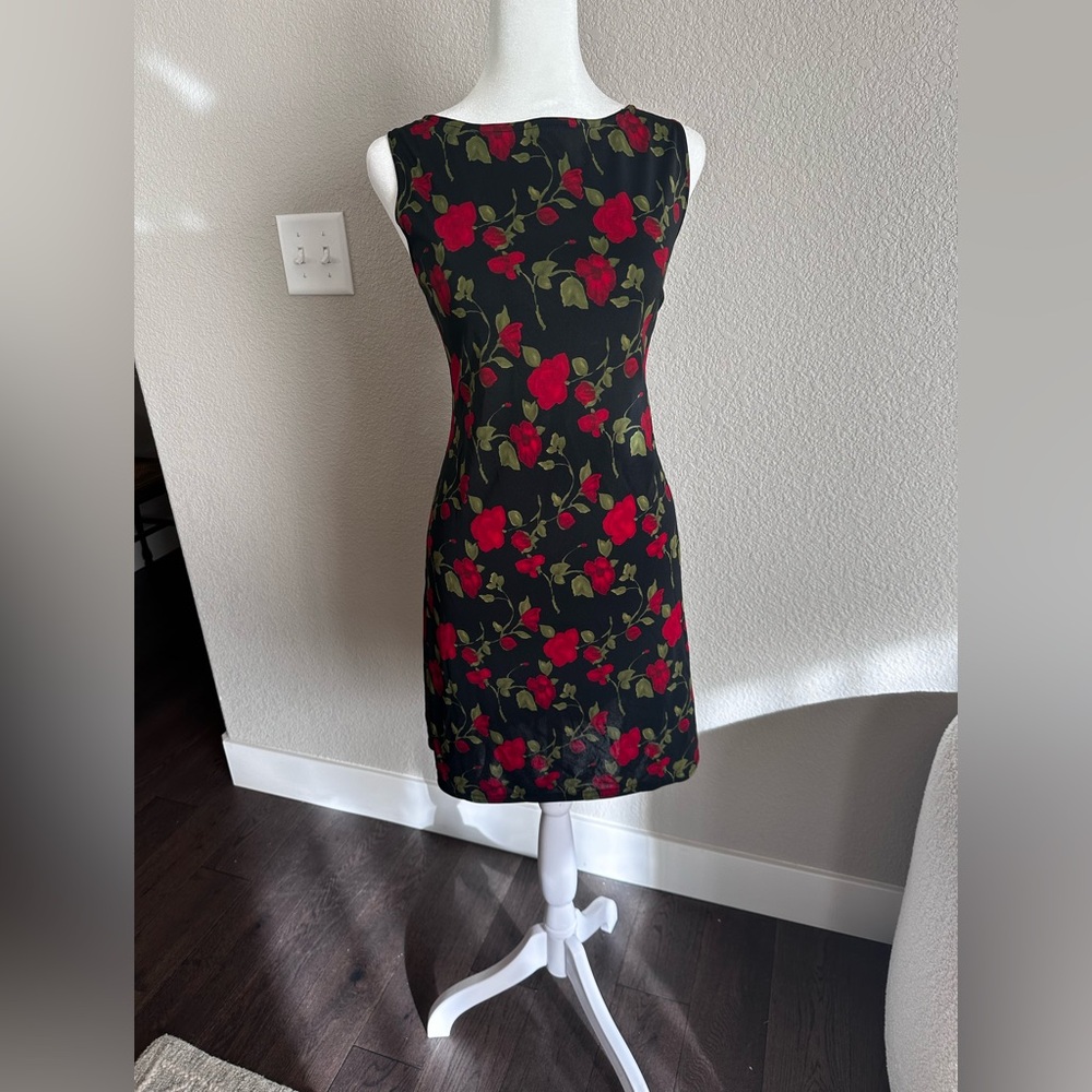 Vintage G.A.S. Black & Red Floral Dress